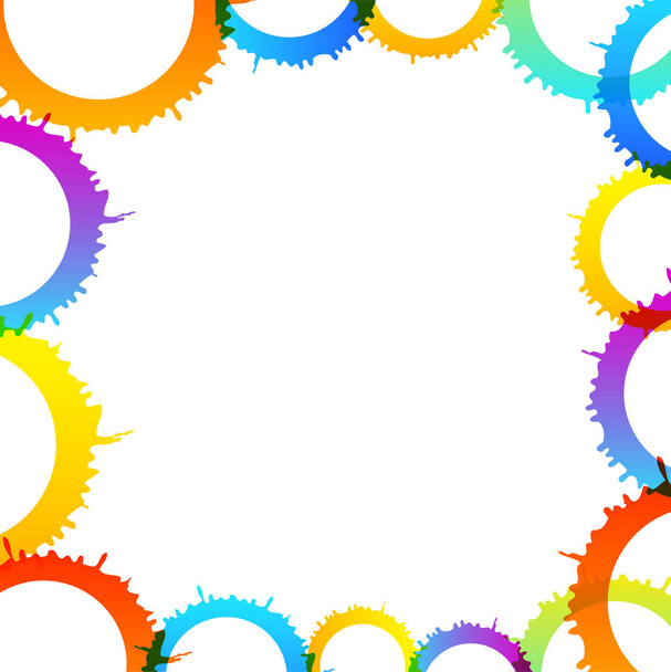 Veelkleurige water kleur splash Circle schijf patroon lege ruimte in het midden. Creatieve achtergrond idee voor digitale beeld ontwerp, advertentie, presentatie, uitnodiging. - Vector, afbeelding