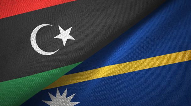 Libia e Nauru due bandiere tessuto, tessitura tessuto
 - Foto, immagini