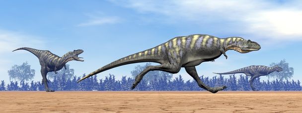 Aucasaurus dinosaurios corriendo - 3D render
 - Foto, Imagen