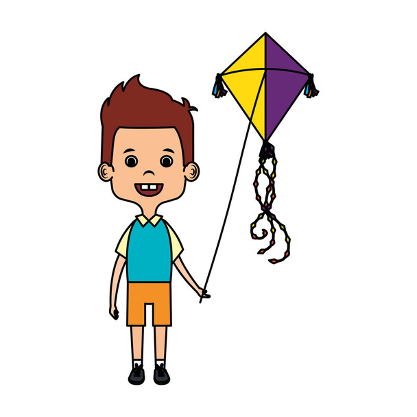 Маленький хлопчик літає повітряний змій
 - Вектор, зображення