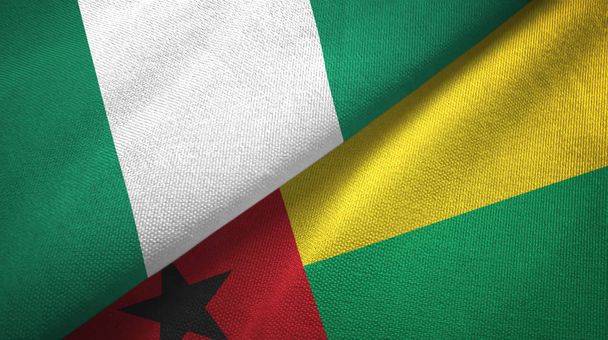 Nigeria i Gwinea Bissau dwie flagi tkanina tekstylna, tekstura tkaniny - Zdjęcie, obraz