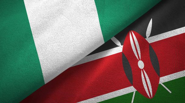 Nigeria und Kenia zwei Flaggen Textiltuch, Textilstruktur - Foto, Bild