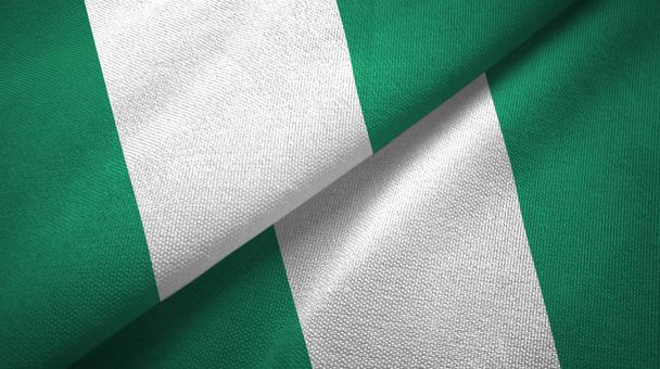 Νιγηρία δύο σημαίες ύφασμα ύφασμα, υφή υφάσματος - Φωτογραφία, εικόνα