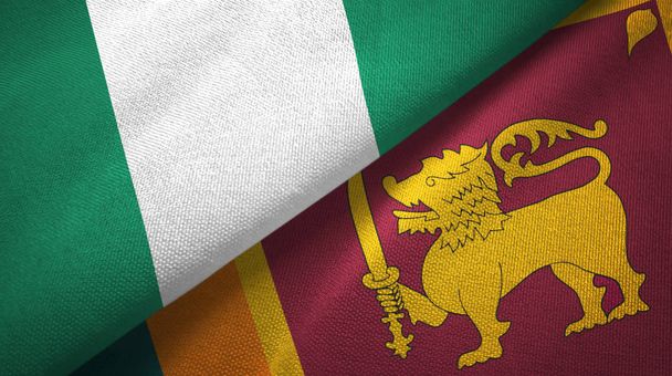 Nigeria and Sri Lanka two flags textile cloth, fabric texture - Photo, Image