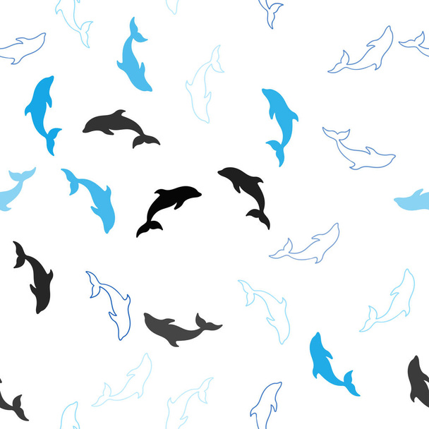 Light BLUE vector seamless texture with dolphins. - Vektor, obrázek