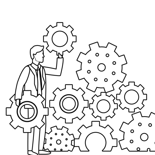 Businessman working with gears vector illustration graphic design - Vector, Image