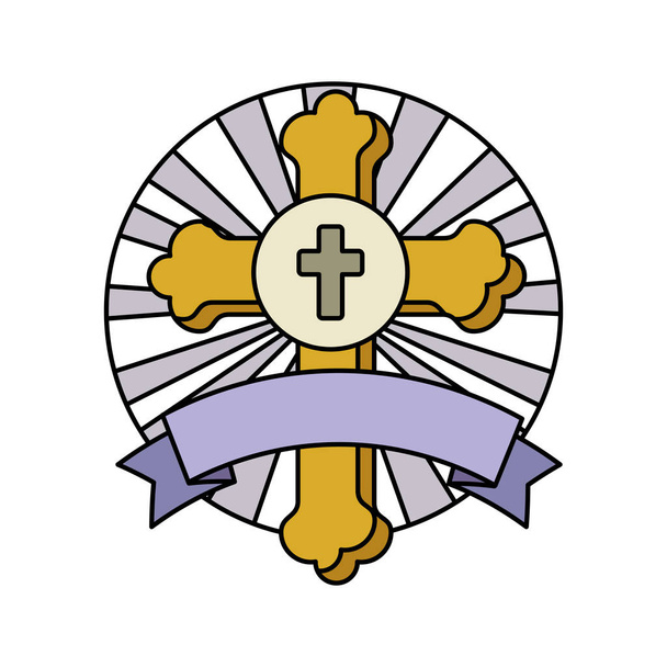 cruz de primera comunión con marco de cinta
 - Vector, imagen