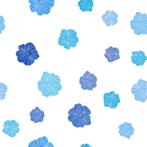 Light BLUE vector seamless doodle layout with flowers. - Vektör, Görsel