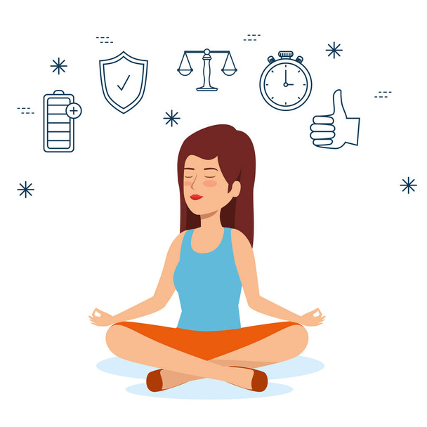 woman relaxation to health lifestyle balance - Vector, Image