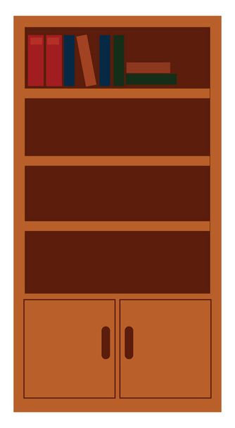 Wooden bookcase , vector or color illustration - Vetor, Imagem