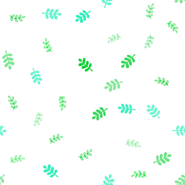 Светло-зеленый вектор бесшовные каракули шаблон с листьями
. - Вектор,изображение