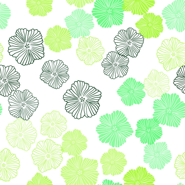 Light Blue, Green vector seamless doodle pattern with flowers. - ベクター画像
