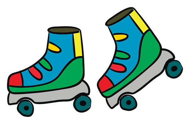 Clipart of the multi-colored roller skates for kids, vector or c - Vector, Image