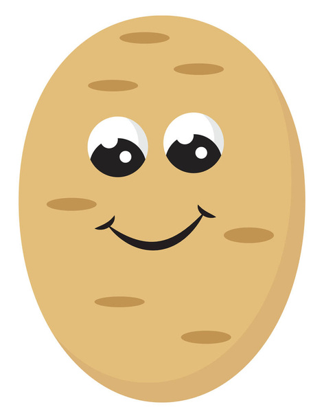 Emoji van de lachende groente, aardappel, vector of kleur Illustra - Vector, afbeelding