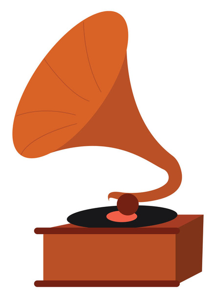 Clipart of the brown record player, vintage / Cylinder phonograph
, - Вектор,изображение