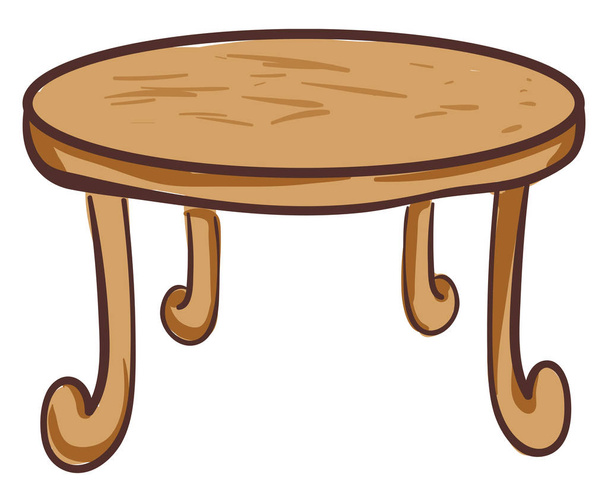 Drawing of the round wooden dining table, vector or color illust - Vector, Image