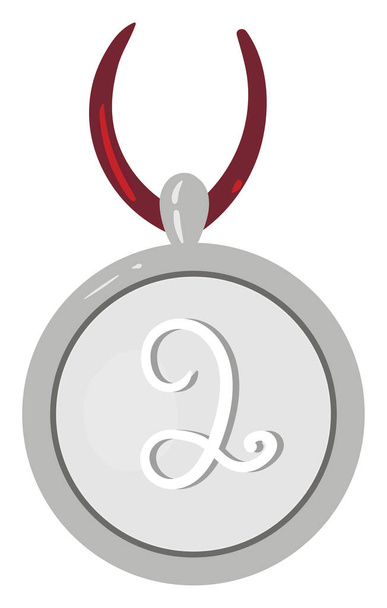 ナンバー2、vでプリントされた銀スポーツメダルの塗装 - ベクター画像