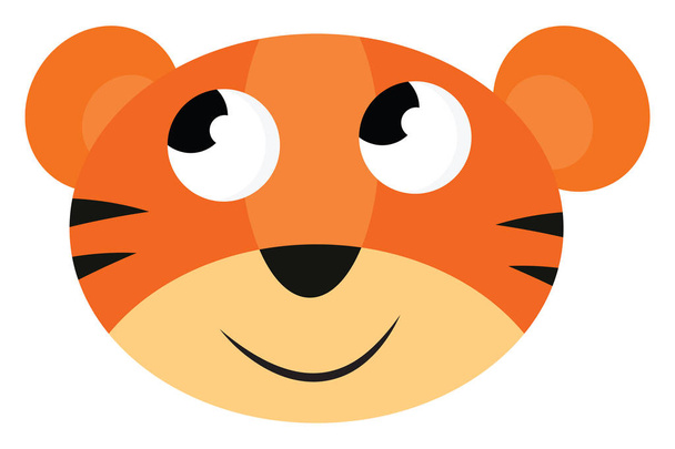 Карикатура на лицо улыбающегося тигра, вектора или цвета
  - Вектор,изображение