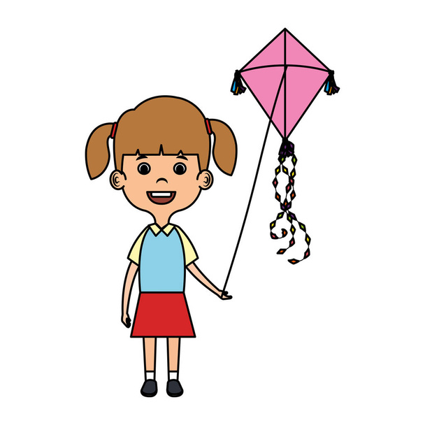 little girl flying kite - Vector, Image