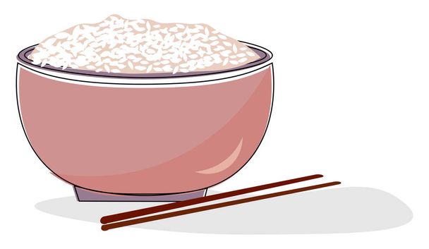 Placa con arroz, vector o ilustración en color
.  - Vector, Imagen
