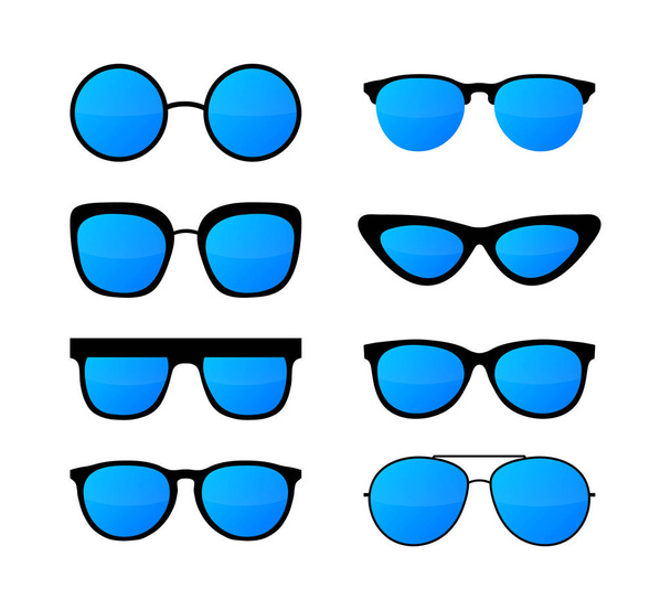 Colored Sunglass frame set isolated on white background. Vector illustration. - Vector, Image