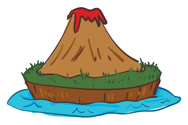 Clipart of island volcano eruption, vector or color illustration - Vector, Image