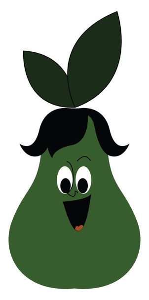 Afbeelding van peer met zwart haar, vector of kleur illustratie. - Vector, afbeelding