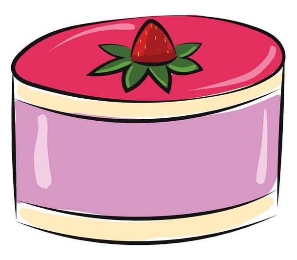 Image of cake with strawberries and jelly, vector or color illus - Вектор,изображение