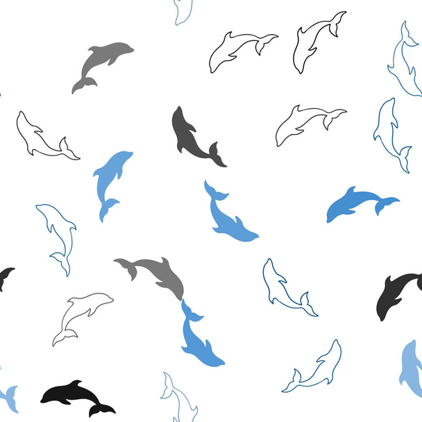 Dark Pink, Blue vector seamless template with dolphins. - Vetor, Imagem