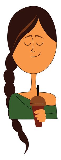 Girl with coffee, vector or color illustration. - Vector, Image