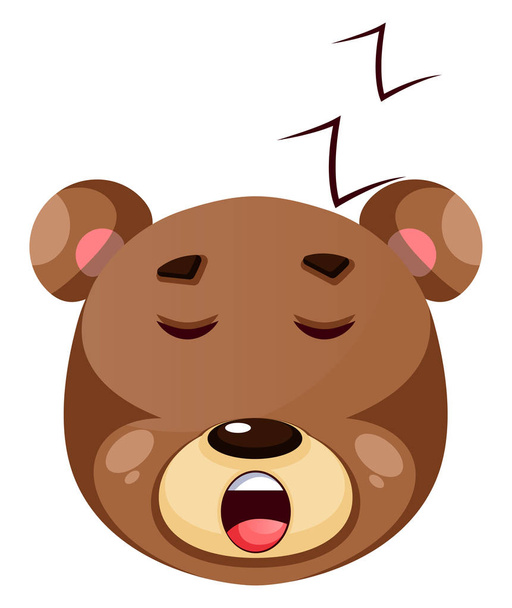 Brown grizzly bear sleeping, illustration, vector on white backg - Vector, Image