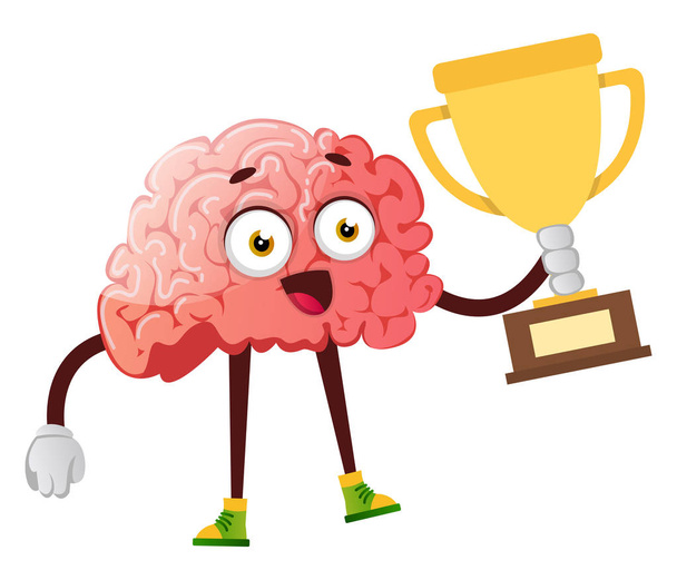 Cervello vincere un trofeo, illustrazione, vettore su sfondo bianco
 - Vettoriali, immagini