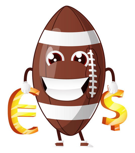 Rugby palla è in possesso di segni monetari, illustrazione, vettore su wh
 - Vettoriali, immagini