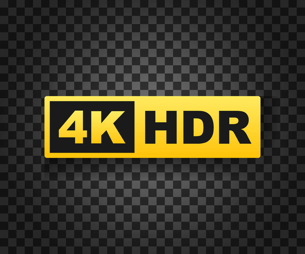 σύμβολο ανάλυσης 4K Ultra HD, σήμα επίλυσης 4 κ υψηλής ευκρίνειας, HDR. απεικόνιση αποθέματος διανύσματος. - Διάνυσμα, εικόνα