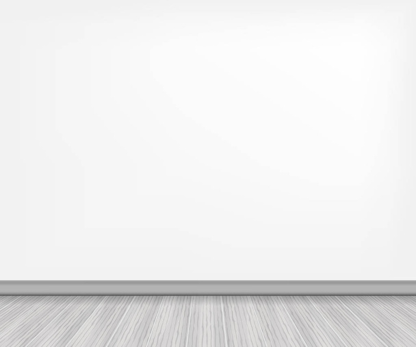 Realistic wood floor and white wall. Vector stock illustration. - Vector, Image