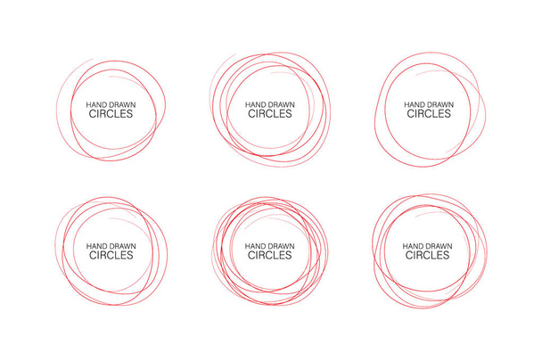 Hand getrokken ovalen, viltstift cirkels instellen Ruwe vector frame-elementen. Vector stock illustratie. - Vector, afbeelding