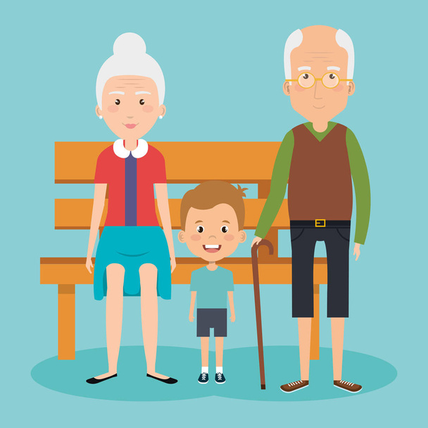nagyszülők házaspár unokája avatarok karakterek - Vektor, kép