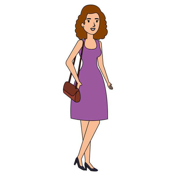 mujer de negocios con carácter avatar bolso
 - Vector, Imagen