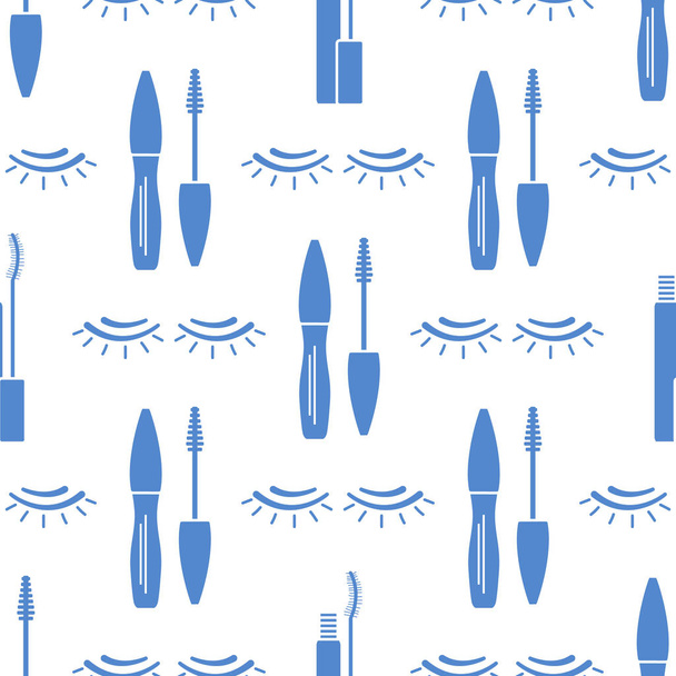 Vector seamless pattern with eyelashes. Makeup - Vecteur, image