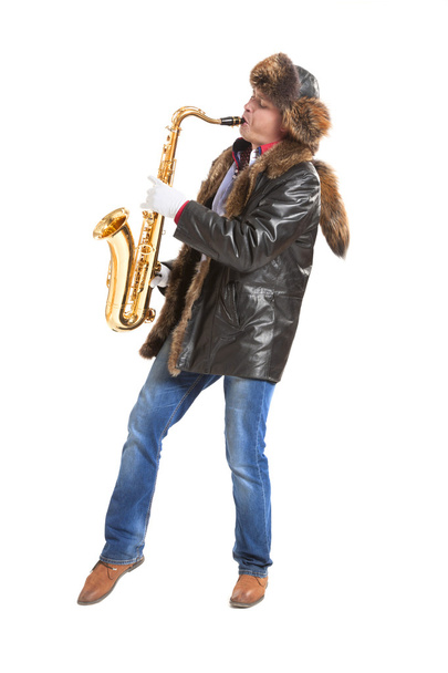 чоловік грає на саксофоні
 - Фото, зображення