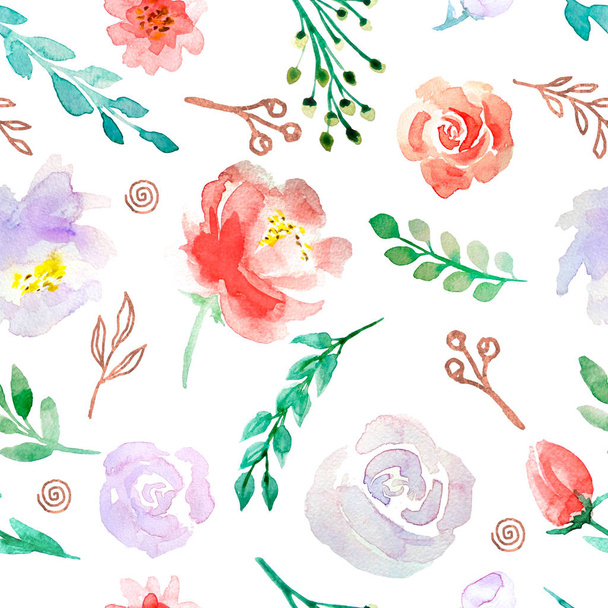 aquarela padrão folhas florais
 - Foto, Imagem