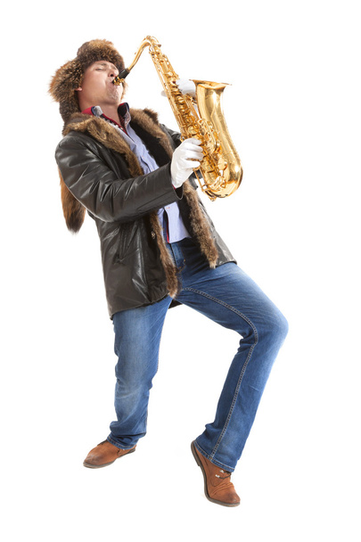 Man playing on saxophone - Foto, afbeelding