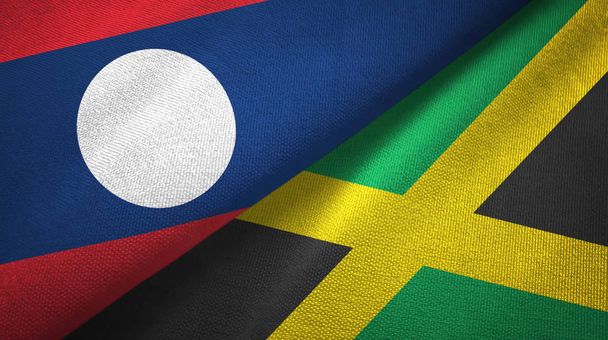 Laos and Jamaica two flags textile cloth, fabric texture - Photo, Image
