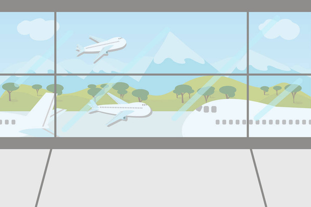 Disfrute de su viaje de vacaciones alrededor del mundo en la terminal del aeropuerto - ilustración vectorial Eps 10
. - Vector, Imagen