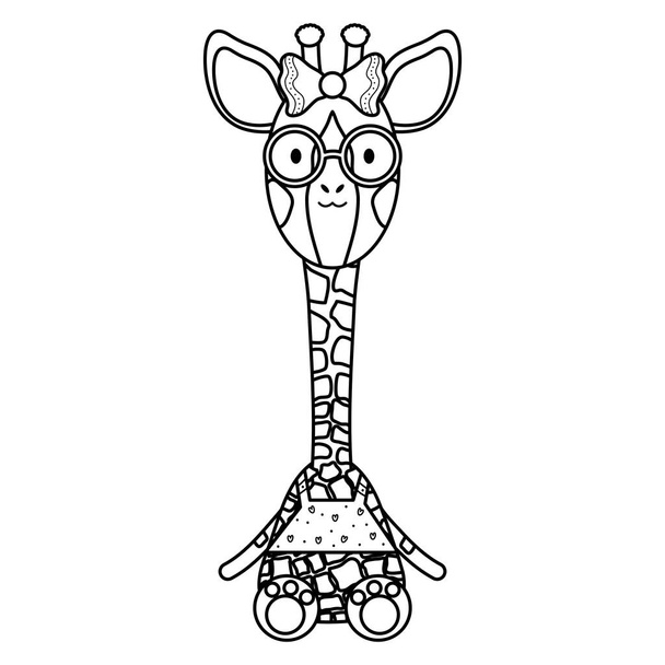 jirafa femenina lindo carácter infantil vector ilustración diseño
 - Vector, imagen