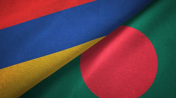 Armenia y Bangladesh dos banderas tela textil, textura de la tela
  - Foto, Imagen