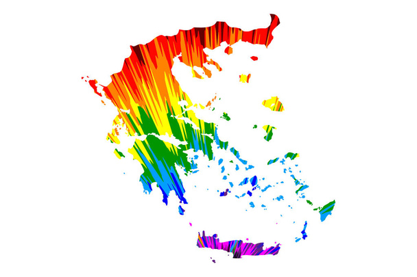 Ελλάδα-Χάρτης είναι σχεδιασμένο ουράνιο τόξο αφηρημένο πολύχρωμο μοτίβο - Διάνυσμα, εικόνα
