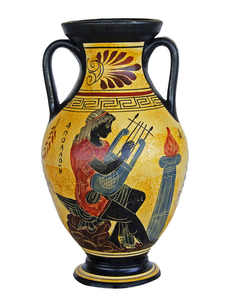 Greek vase isolated on white background - Φωτογραφία, εικόνα