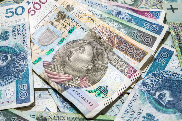 Polish money background. Zloty, currency in Poland - Фото, изображение
