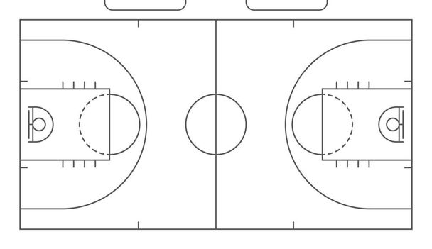 Баскетбольний майданчик з дерев'яною підлогою. Вид зверху і з перспективи, ізометричний вид
. - Вектор, зображення